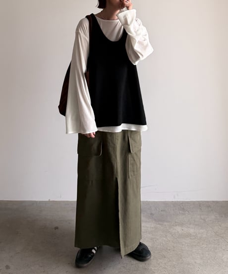 military cargo long skirt