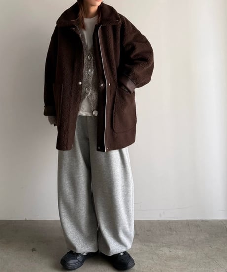 boucle yarn cardigan