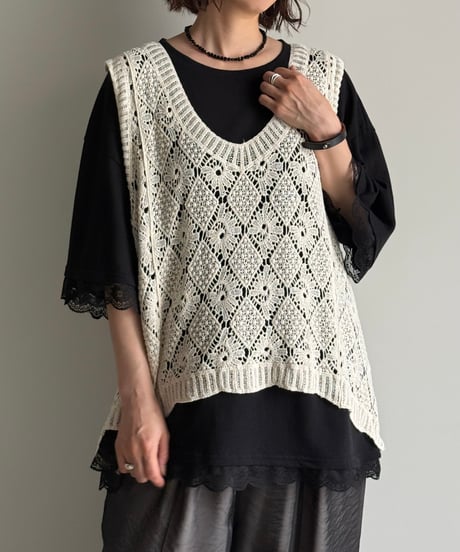 knit lace vest