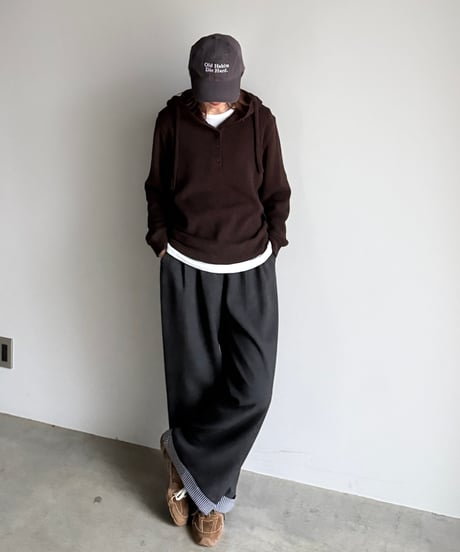half button knit hoodie