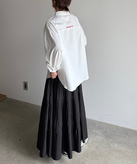tuck pleats flare skirt