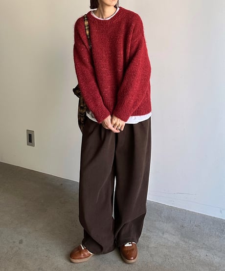 mix color crew neck knit