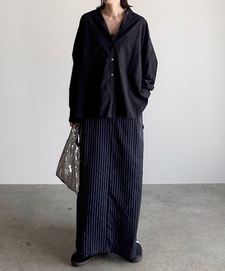 stand collar boyish shirt〈plain〉
