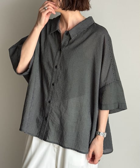back shirring check shirt【一部予約】