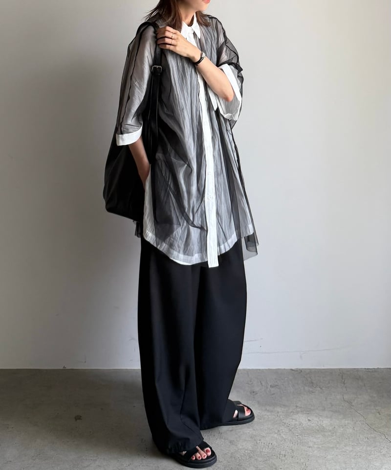 ARULLE/tulle over gauze shirt/グレージュ/ tulle over gauze shirt | ARULLE