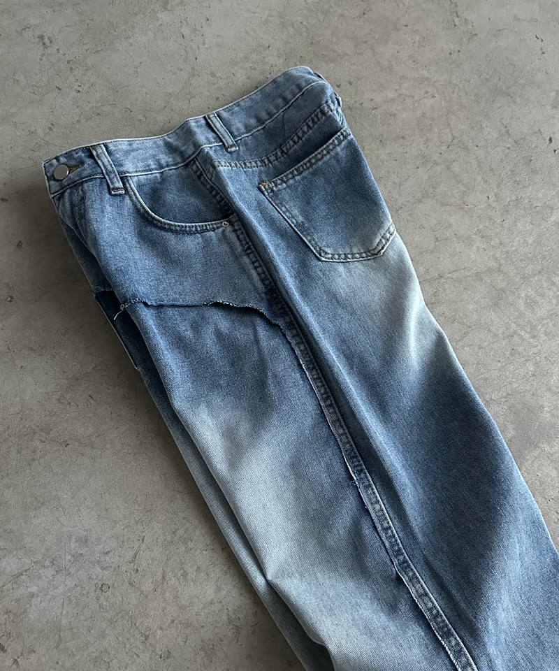 デニム・ジーパン [PRENDA] DAMAGE POINT STRAIGHT DENIM PANTS LIGHT BLUE PRENDA] DAMAGE POINT STRAIGHT DENIM PANTS LIGHT BLUE (PRENDA
