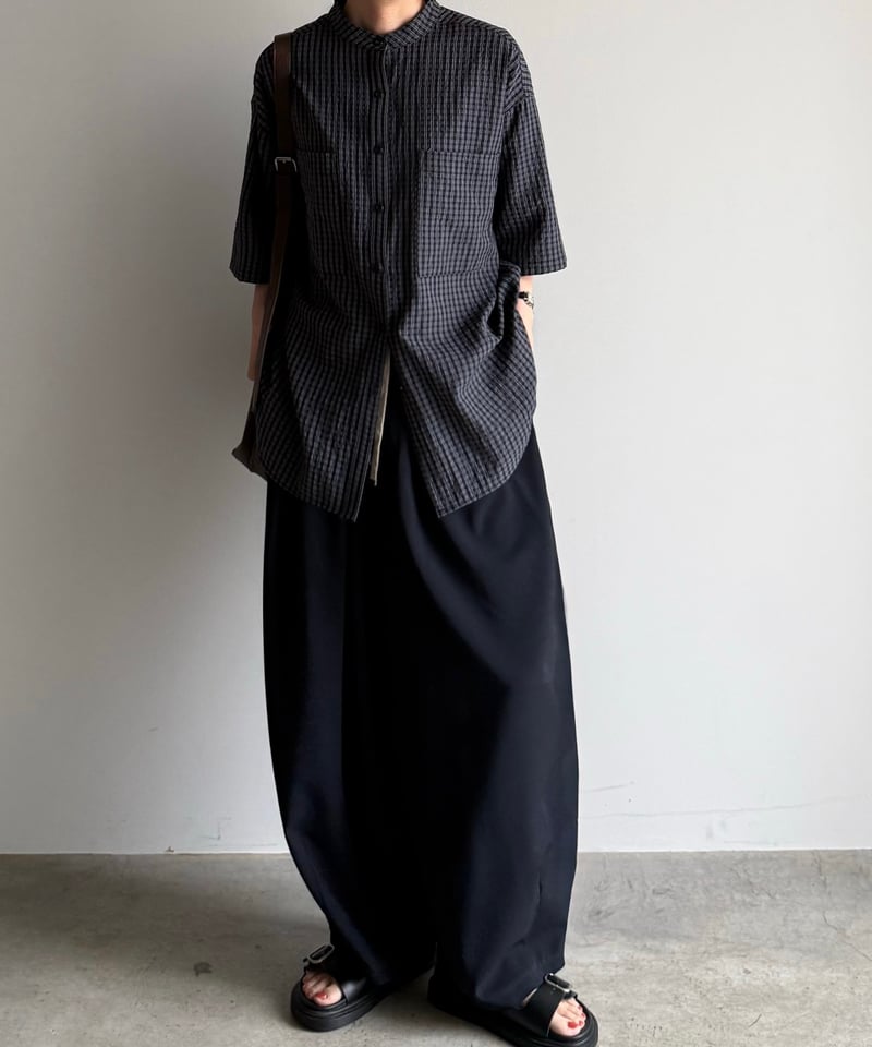 band collar check shirt | ARULLE