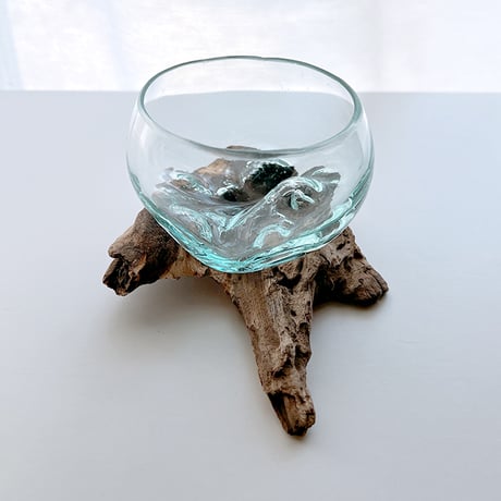 CRAFT GLASS WOOD　流木ガラスオブジェ 05　ハンドメイドガラス1点もの