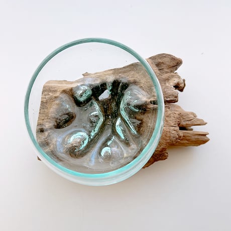 CRAFT GLASS WOOD　流木ガラスオブジェ 01　ハンドメイドガラス1点もの