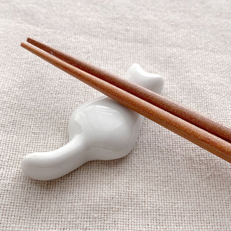 猫型箸置き 白 箸置き 5cm WHITEZOO フィギュア付き 磁器 （ 箸置 カトラリー