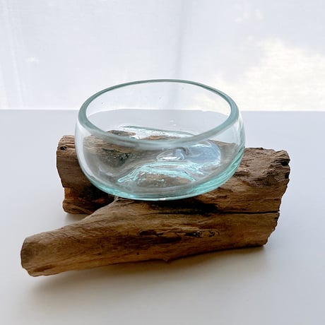 CRAFT GLASS WOOD　流木ガラスオブジェ 02　ハンドメイドガラス1点もの