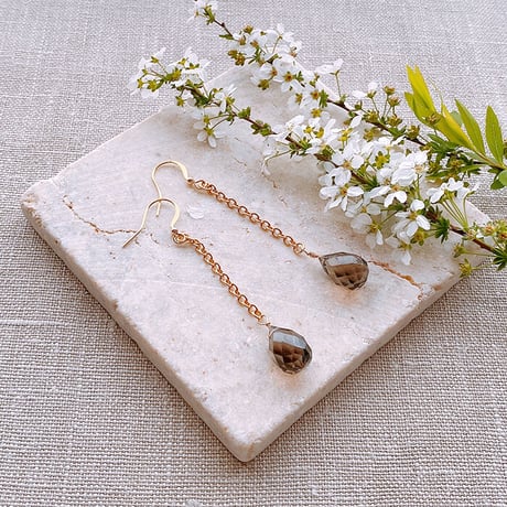 Flow accessories スモーキークォーツドロップピアス/イヤリング【メール便アイテム】
