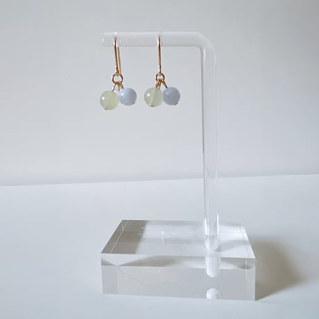 Flow accessories  ブルーレースアゲート＆クォーツゴールドピアス/イヤリング【メール便アイテム】