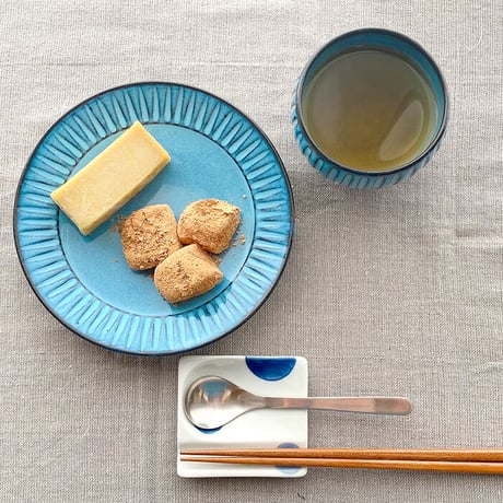 浜陶【波佐見焼】BLUE彫　つぼ煎茶　湯呑