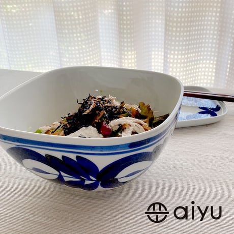 【波佐見焼】aiyu（アイユー）Mawaribana/廻り花　ボウル（大）ブルー
