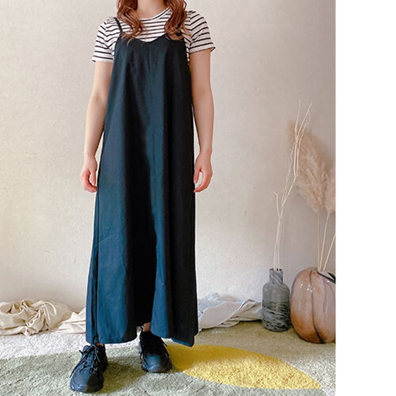 未使用 Curensology バックギャザーサロペット キャミワンピース リネンタッチバックギャザーキャミワンピース | ONE PIECE