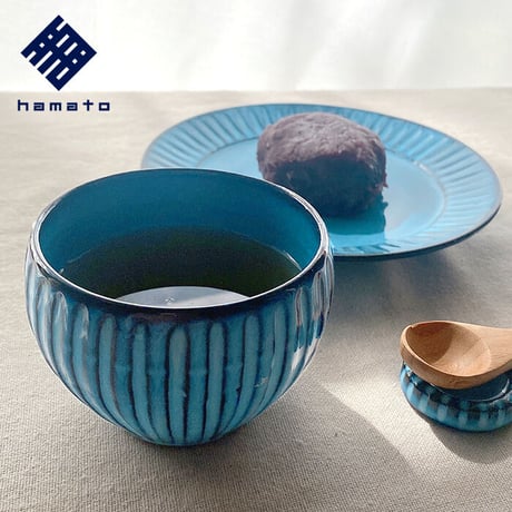 浜陶【波佐見焼】BLUE彫　つぼ煎茶　湯呑