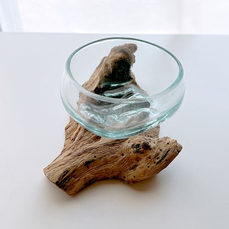 CRAFT GLASS WOOD　流木ガラスオブジェ 07　ハンドメイドガラス1点もの