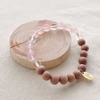 Flow accessories  "w&s” series  ローズクォーツ＆ウッド　天然石ブレスレット【メール便アイテム】