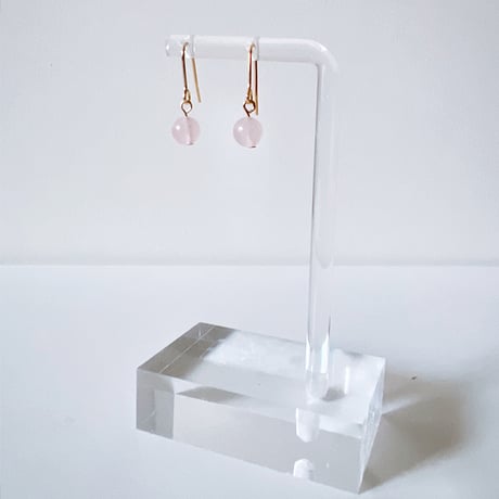 Flow accessories  ローズクォーツゴールドピアス/イヤリング【メール便アイテム】
