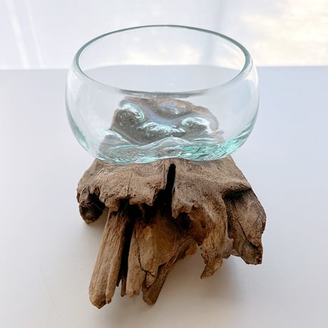 CRAFT GLASS WOOD　流木ガラスオブジェ 01　ハンドメイドガラス1点もの