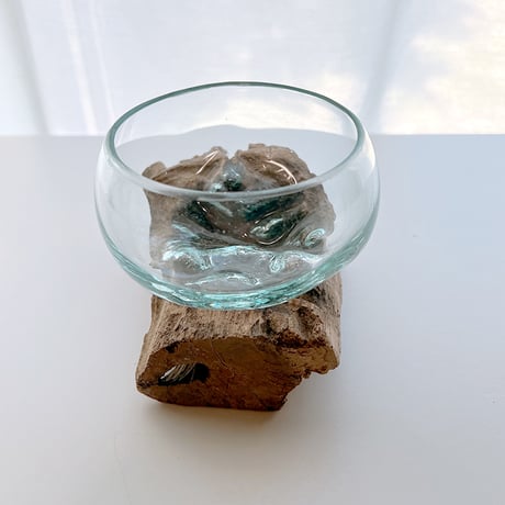 CRAFT GLASS WOOD　流木ガラスオブジェ 01　ハンドメイドガラス1点もの