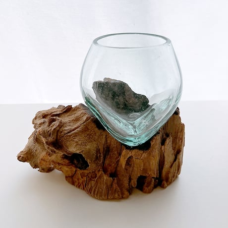 CRAFT GLASS WOOD　流木ガラスオブジェ 09 L ハンドメイドガラス1点もの