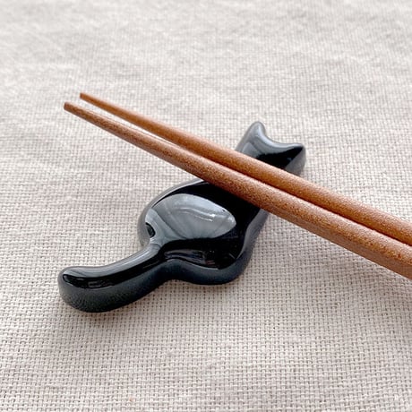 【波佐見焼】西海陶器 ネコ箸置　黒　箸置き はしおき カトラリーレスト【メール便アイテム】