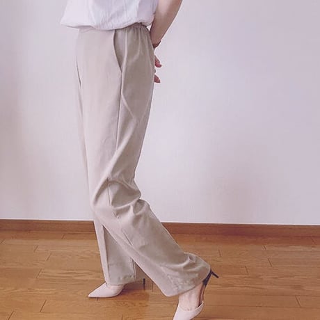 再入荷！リネンタッチ　タックストレートパンツ(4カラー)　01-pnt-01
