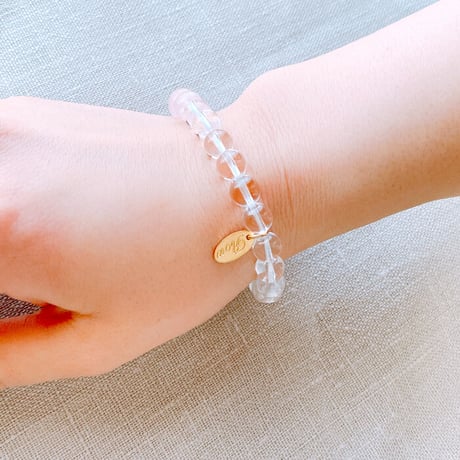 Flow accessories  "c&s” series  ローズクォーツ&クリスタル（水晶）天然石ブレスレット【メール便アイテム】