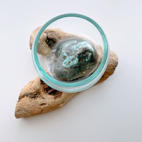 CRAFT GLASS WOOD　流木ガラスオブジェ 04　ハンドメイドガラス1点もの