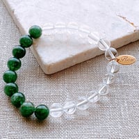 Flow accessories  "c&s” series  グリーンアベンチュリン&クリスタル（水晶）天然石ブレスレット【メール便アイテム】