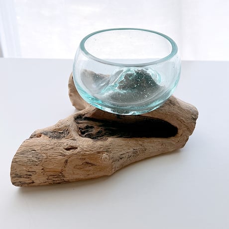 CRAFT GLASS WOOD　流木ガラスオブジェ 04　ハンドメイドガラス1点もの