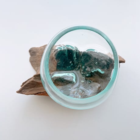 CRAFT GLASS WOOD　流木ガラスオブジェ 03　ハンドメイドガラス1点もの