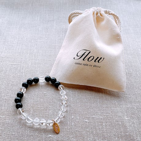 Flow accessories  "c&s” series  オニキス&クリスタル（水晶）天然石ブレスレット【メール便アイテム】