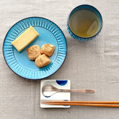 【波佐見焼】aiyu（アイユー）重宝皿 二色丸紋　青　箸置き＆醤油・薬味皿 【メール便アイテム】