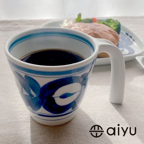 【波佐見焼】aiyu（アイユー）Mawaribana/廻り花　マグカップ　ブルー