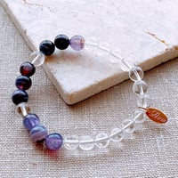 Flow accessories  "c&s” series  パープルストライプアゲート&クリスタル（水晶）天然石ブレスレット【メール便アイテム】