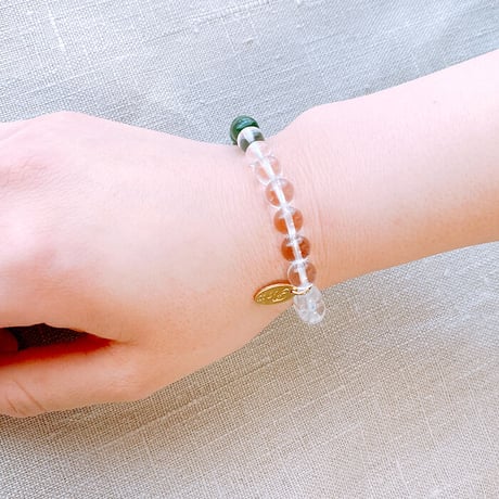 Flow accessories  "c&s” series  グリーンアベンチュリン&クリスタル（水晶）天然石ブレスレット【メール便アイテム】