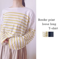 天竺パネルボーダープリント　ルーズロングTシャツ(2カラー)　01-tops-07