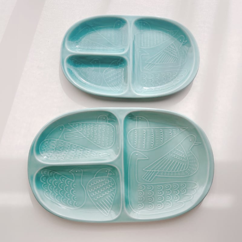 【新品】波佐見焼　birdプレート　緑　藍 波佐見焼】aiyu（アイユー）bird ミディプレート 緑 | Flow