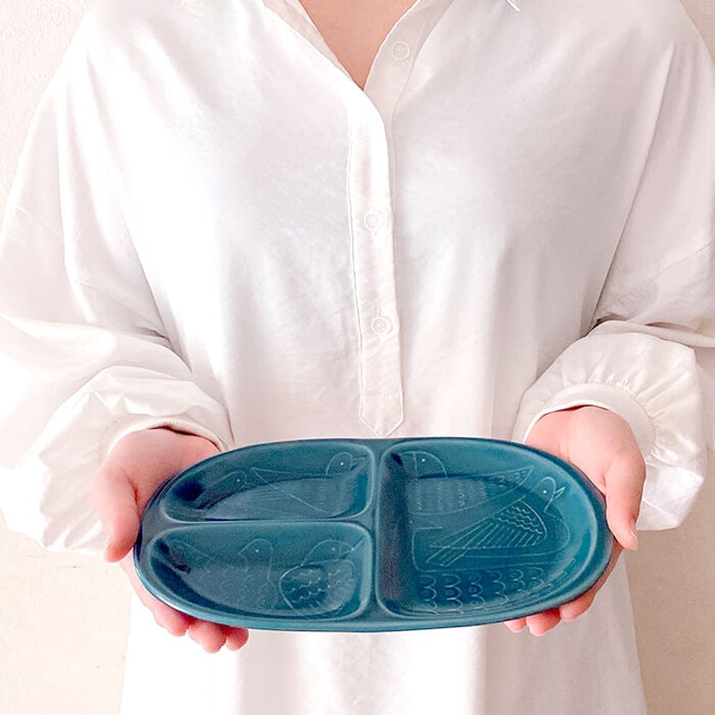 波佐見焼】aiyu（アイユー）bird ミディプレート 藍 | Flow