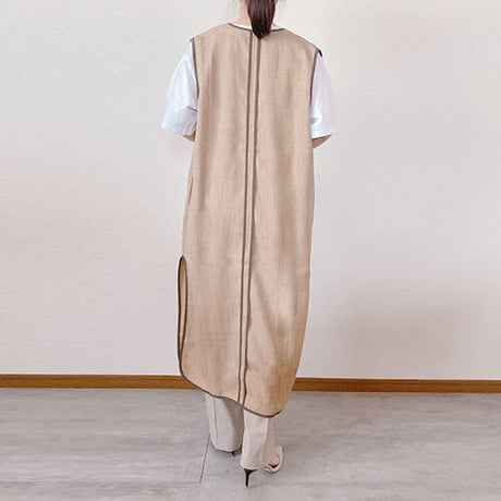配色パイピングロングジレ(2カラー)　02-tops-12