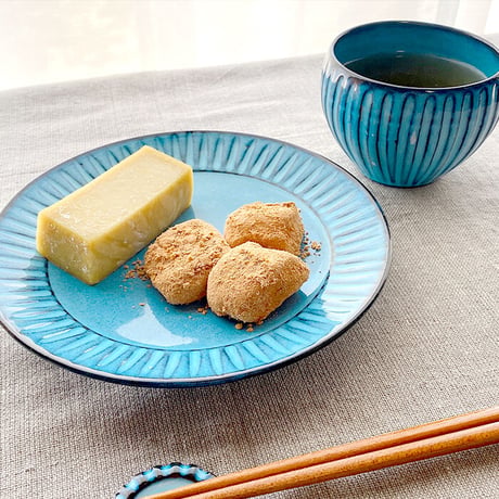 浜陶【波佐見焼】BLUE彫　フルーツ皿　平皿　取り皿