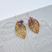Flow accessories  アメジストゴールドリーフピアス/イヤリング【メール便アイテム】