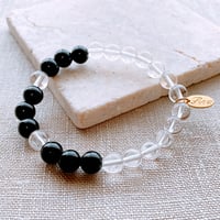 Flow accessories  "c&s” series  オニキス&クリスタル（水晶）天然石ブレスレット【メール便アイテム】