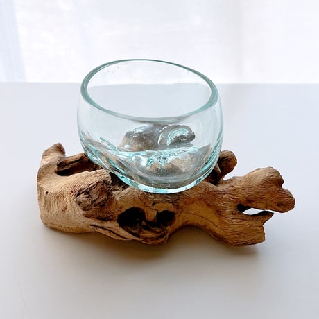 CRAFT GLASS WOOD　流木ガラスオブジェ 06　ハンドメイドガラス1点もの