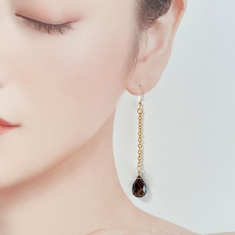 Flow accessories スモーキークォーツドロップピアス/イヤリング【メール便アイテム】