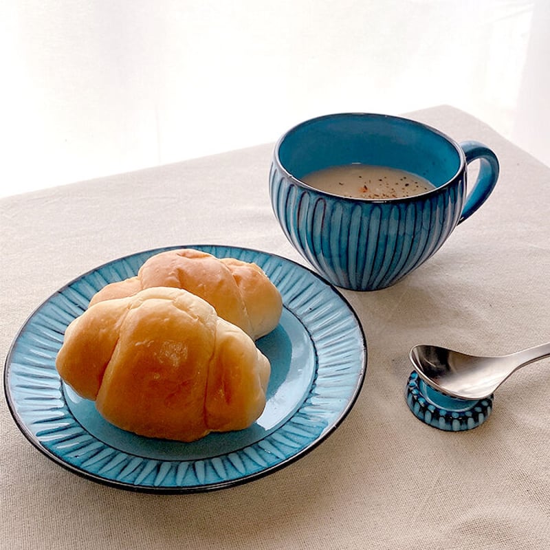 浜陶【波佐見焼】BLUE彫 フルーツ皿 平皿 取り皿 | Flow