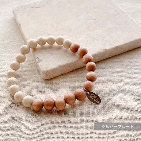 Flow accessories  "w&s” series  リバーストーンNo.1＆ウッド　天然石ブレスレット【メール便アイテム】